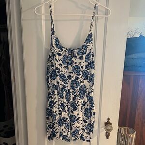 Floral Blue and White Women's Romper